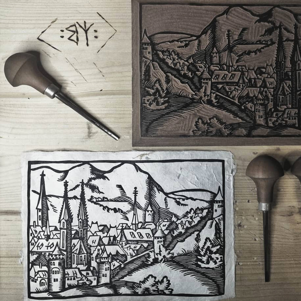 "Farewell" Linocut Print