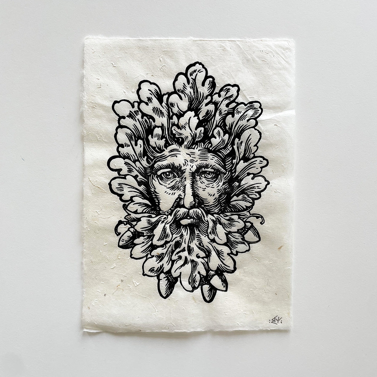 "Green Man" Linocut Print - MANVFACTVS - Haus Nostromo