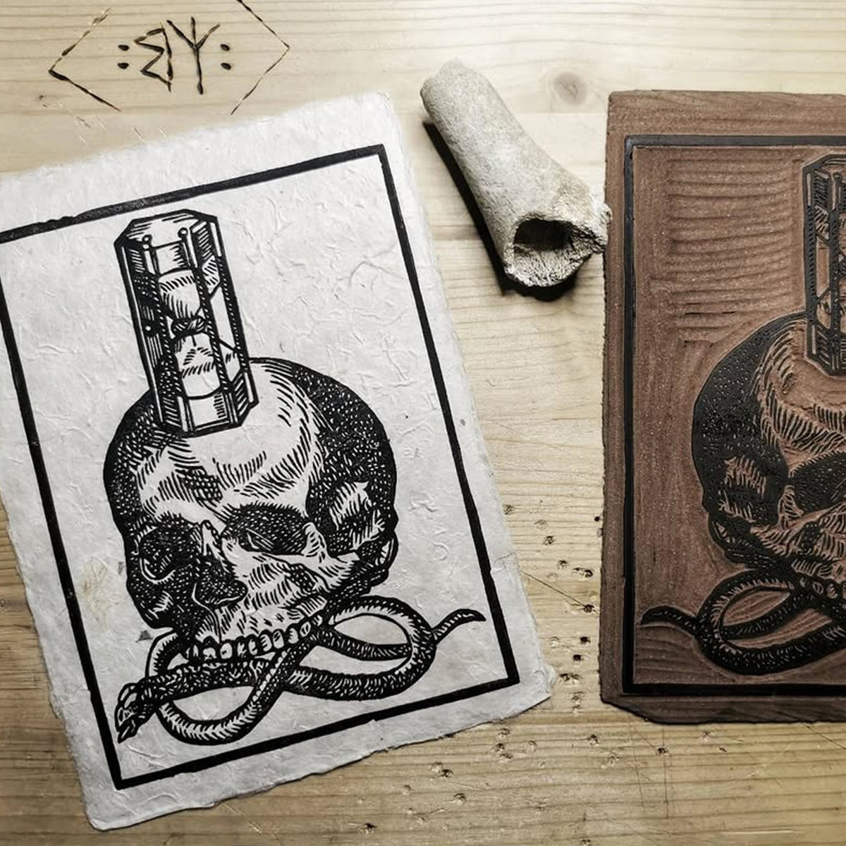 "Geist im Geisel" Linocut Print - MANVFACTVS - Haus Nostromo