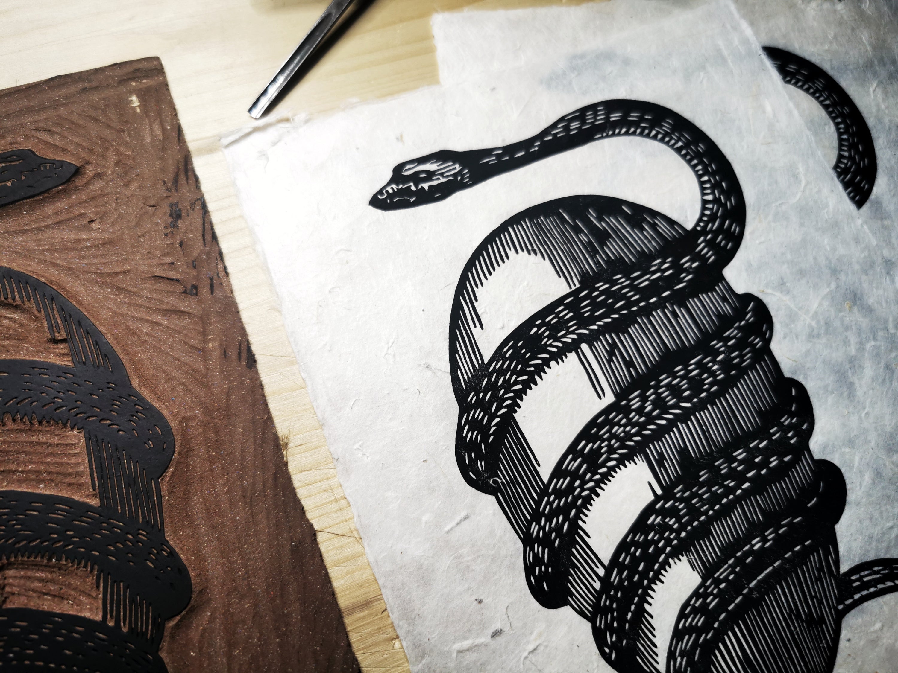 Orpheus Egg Linocut Print - MANVFACTVS - Haus Nostromo